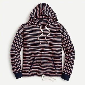 J.Crew Terry Drawstring hoodie sweatshirt striped terry AU672